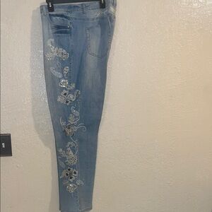 Ashley Stewart Blue Jeans with Silver Embellishments